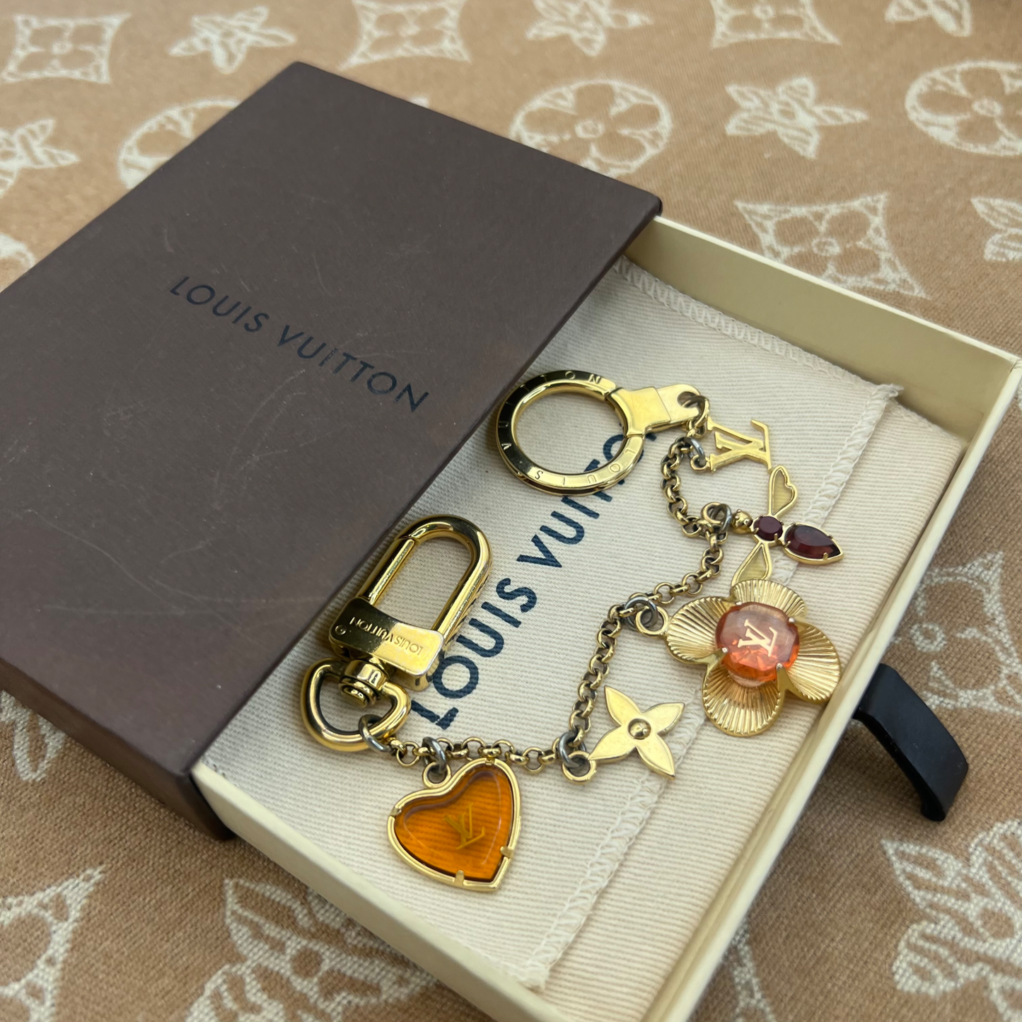 Repurposed LV Amber Heart Necklace