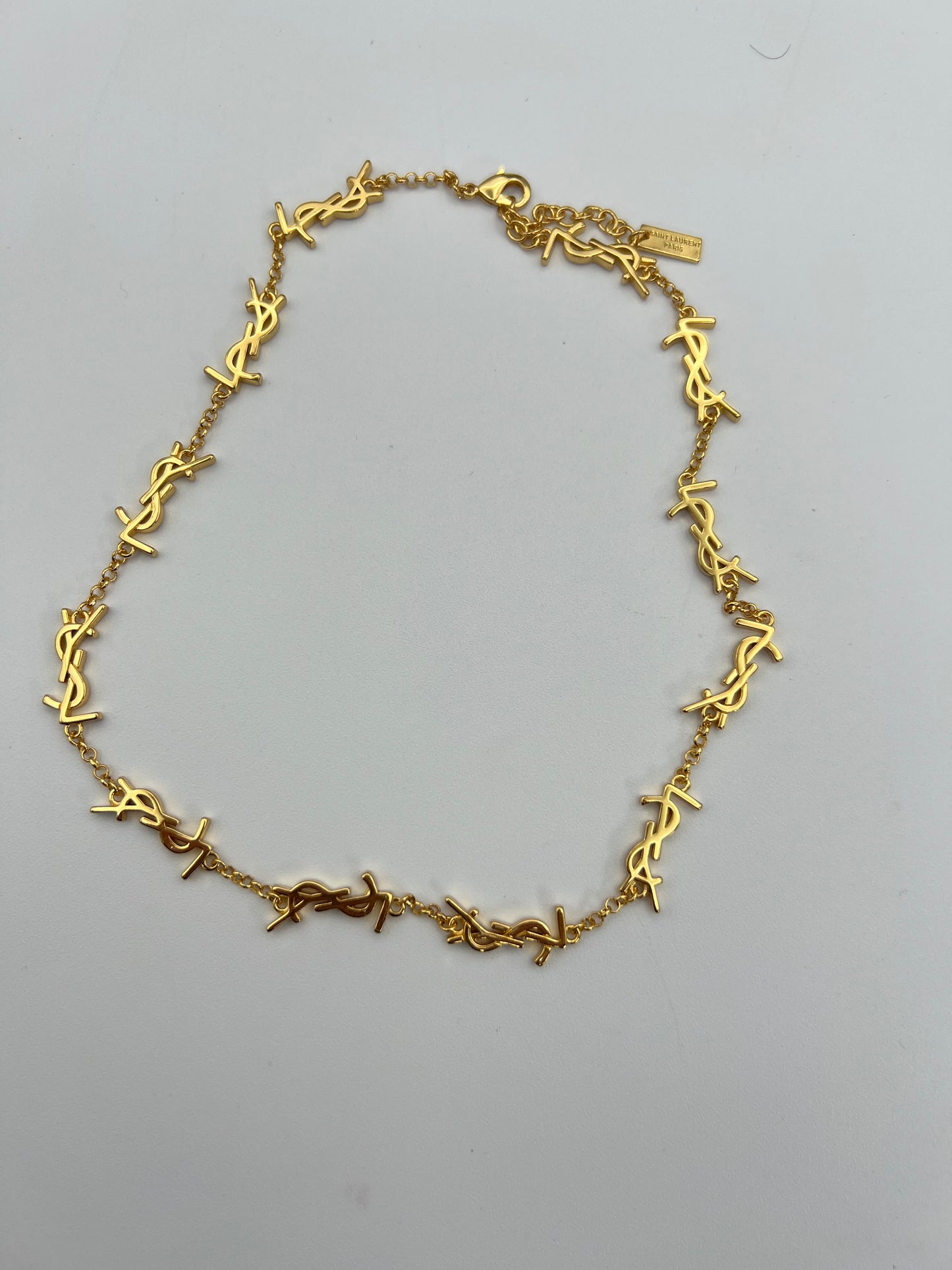 Repurposed YSl Logo Mushroom Charm Necklace