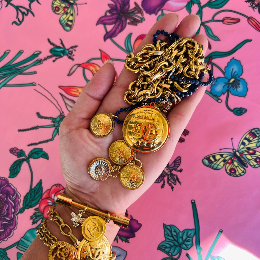 Repurposed CC Starburst Gold Charm Necklace