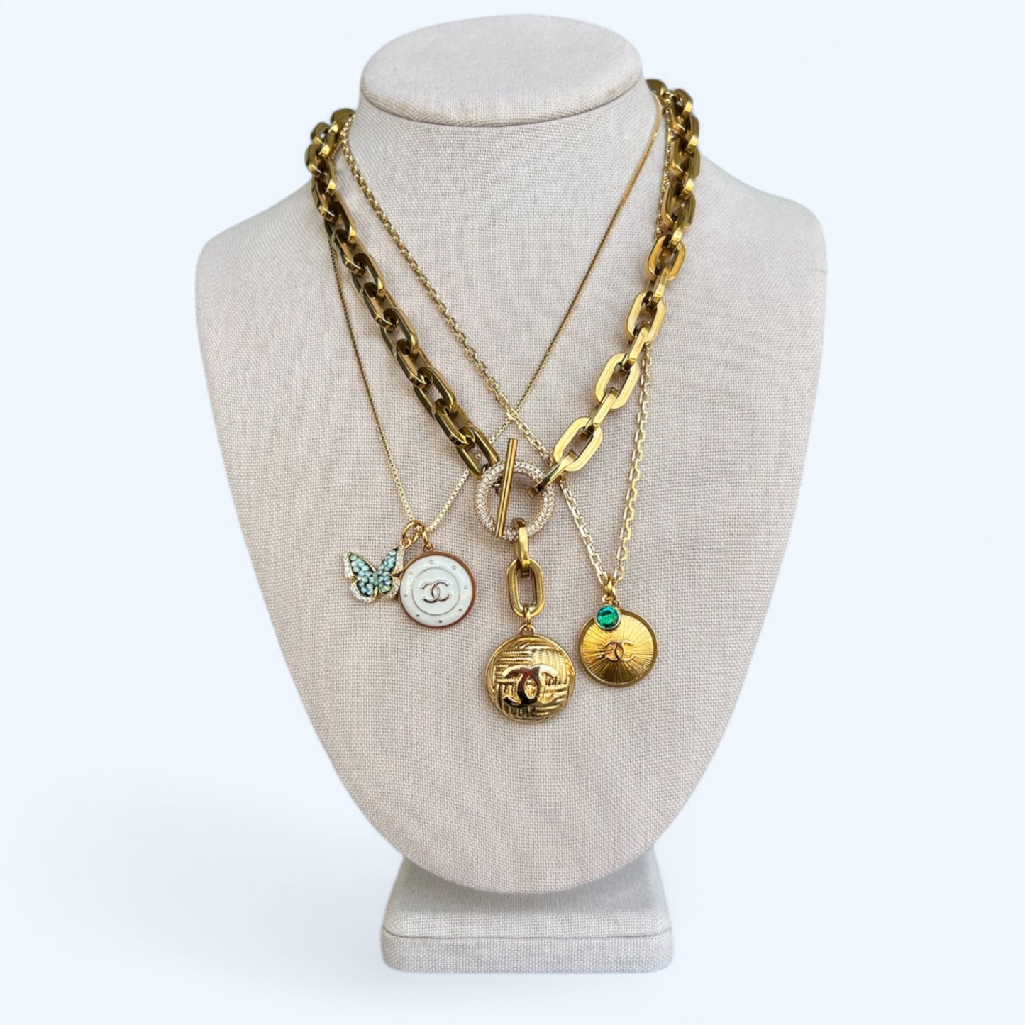 Repurposed CC Green  Butterfly Charm Necklace