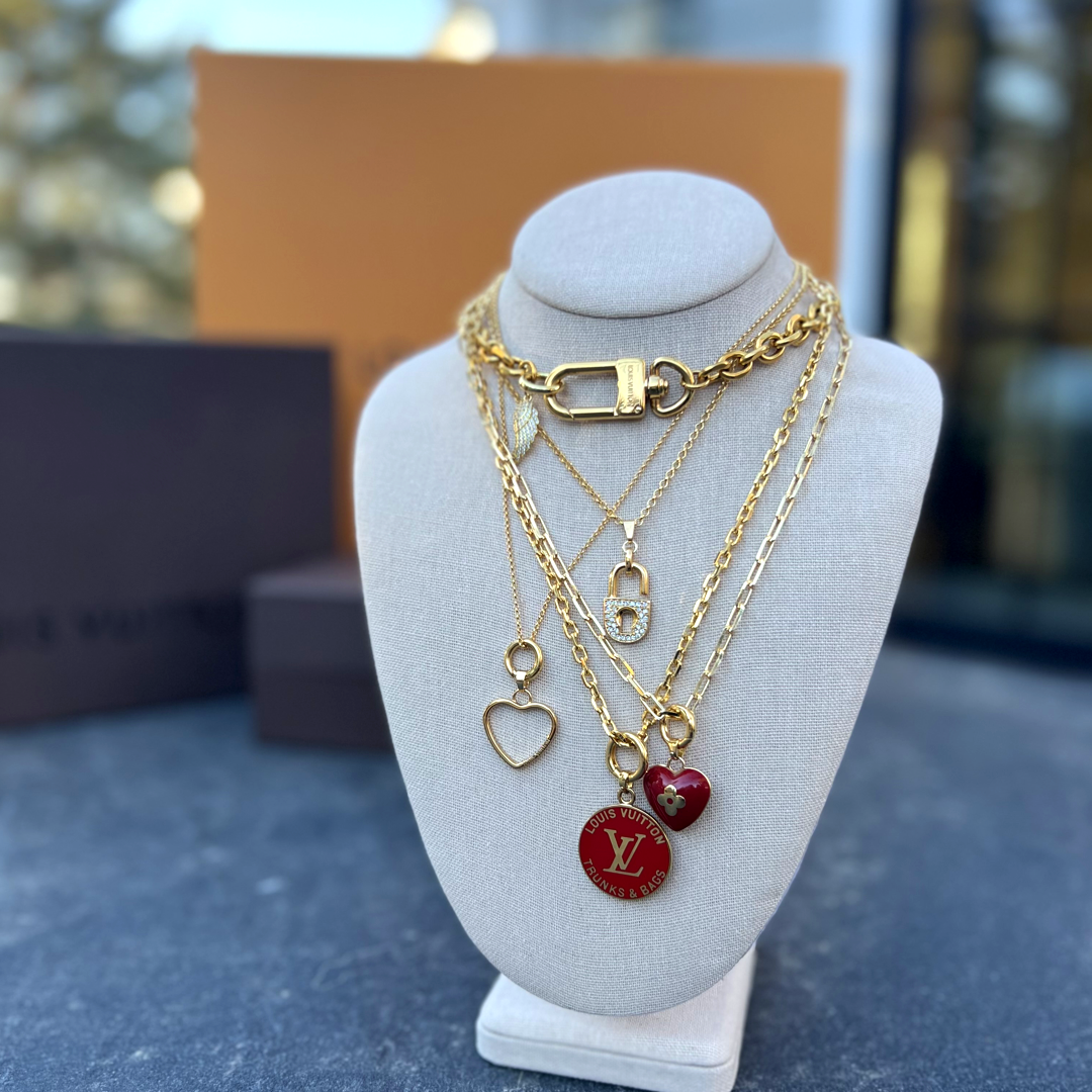 Repurposed LV Open Heart Necklace