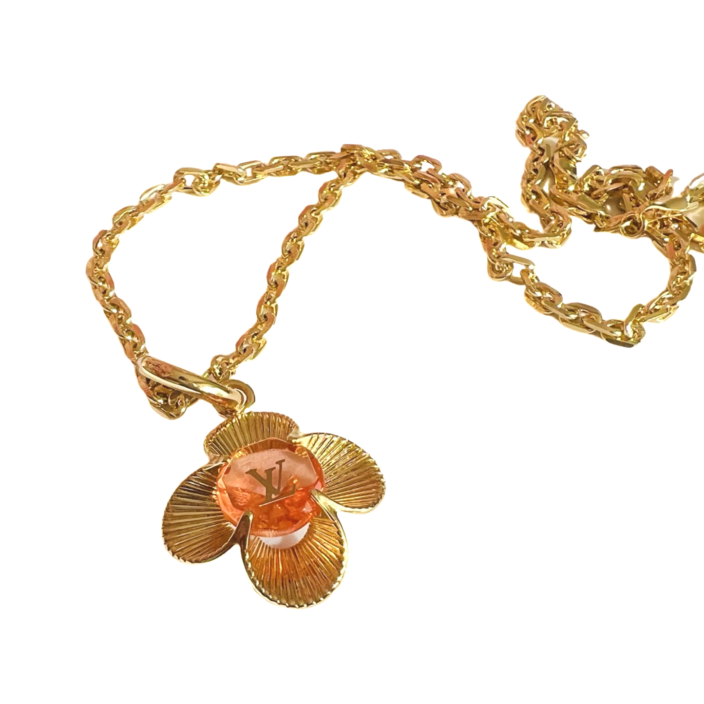 Repurposed LV Large Stone Flower Necklace