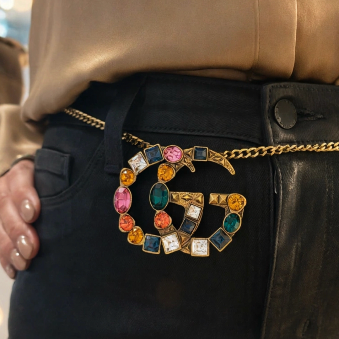 Repurposed X Large GG Belt Necklace