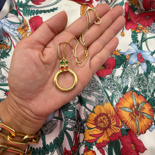 Repurposed LV Cherry Ring Necklace