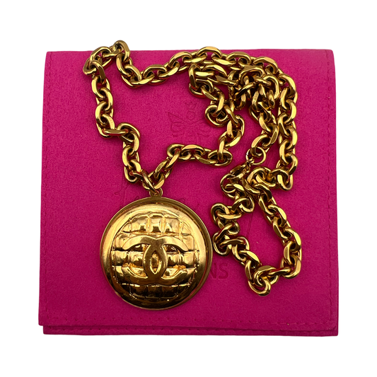 Repurposed CC Quilt Gold Charm Necklace
