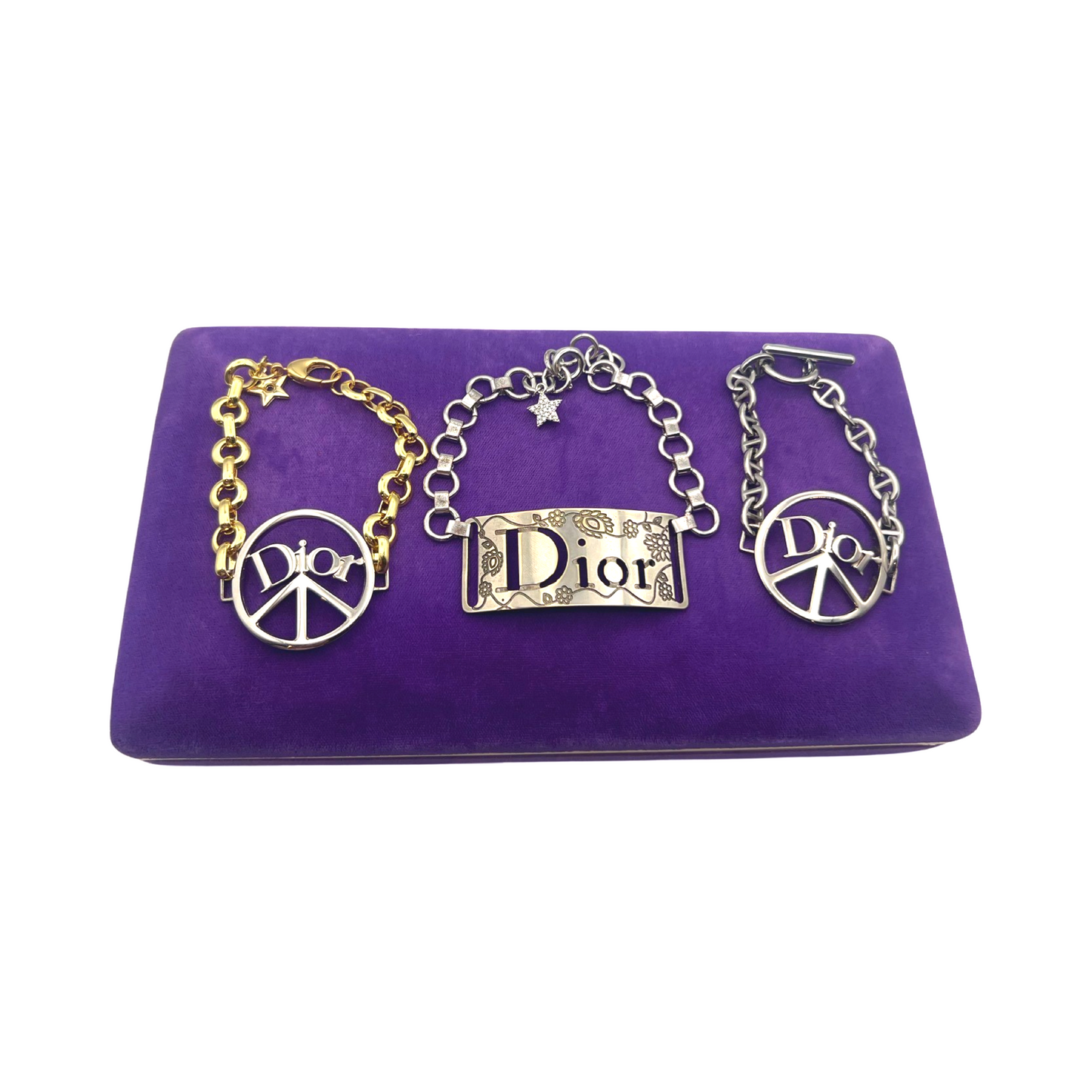 Repurposed CD Logo Peace Signature Gold and Silver Bracelet