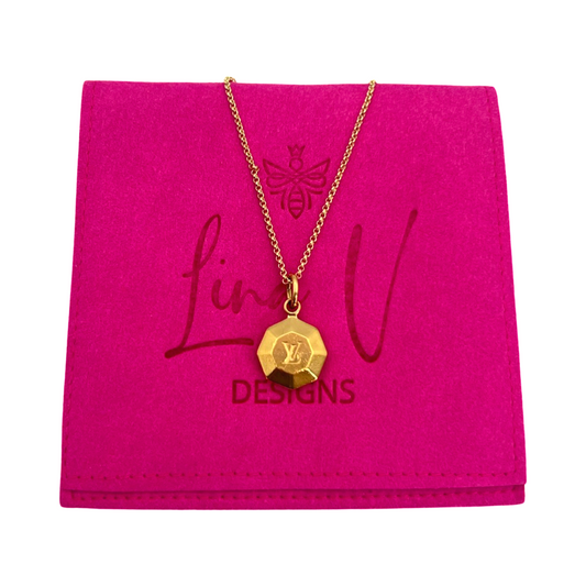 Repurposed LV Gold Pendant Necklace