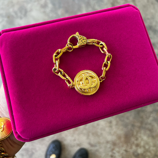 Repurposed Large CC Vintage Charm Bracelet