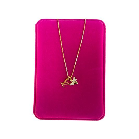 Repurposed LV Logo Charm Necklace