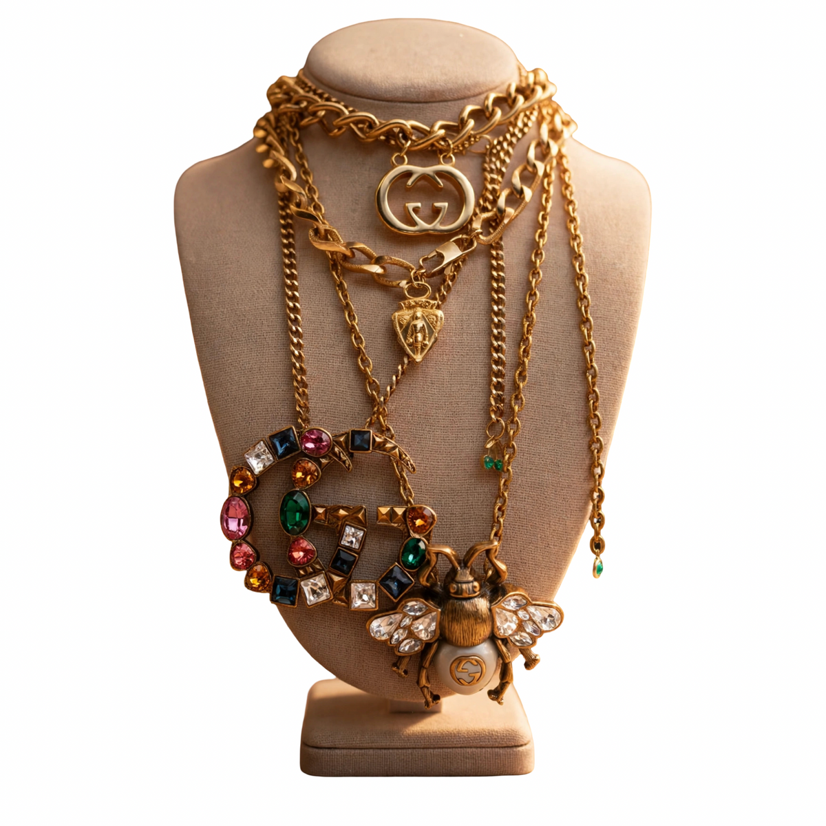 Repurposed X Large GG Belt Necklace