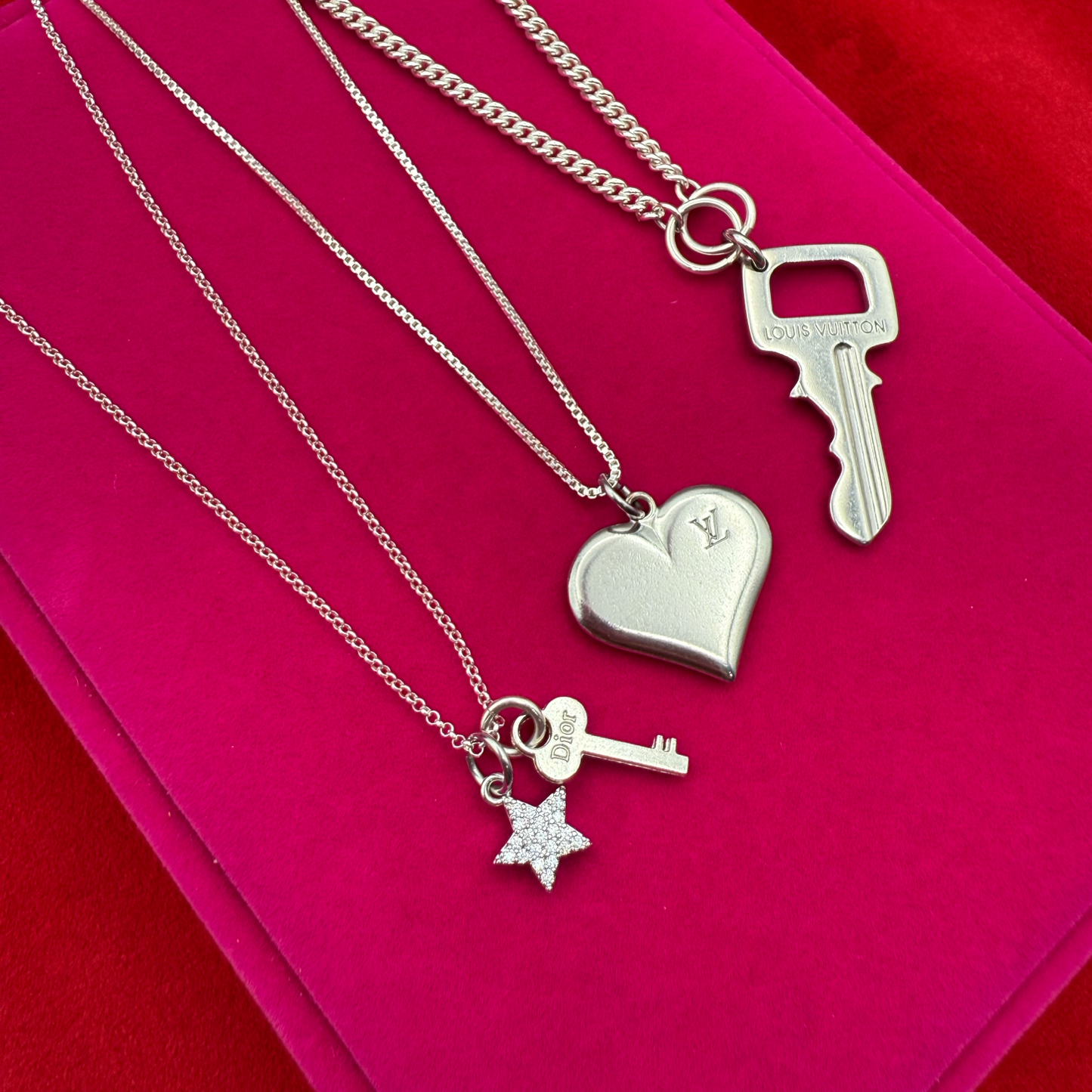 Repurposed LV Silver Heart Necklace