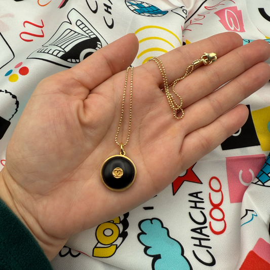 Repurposed CC Black and Gold Charm Necklace