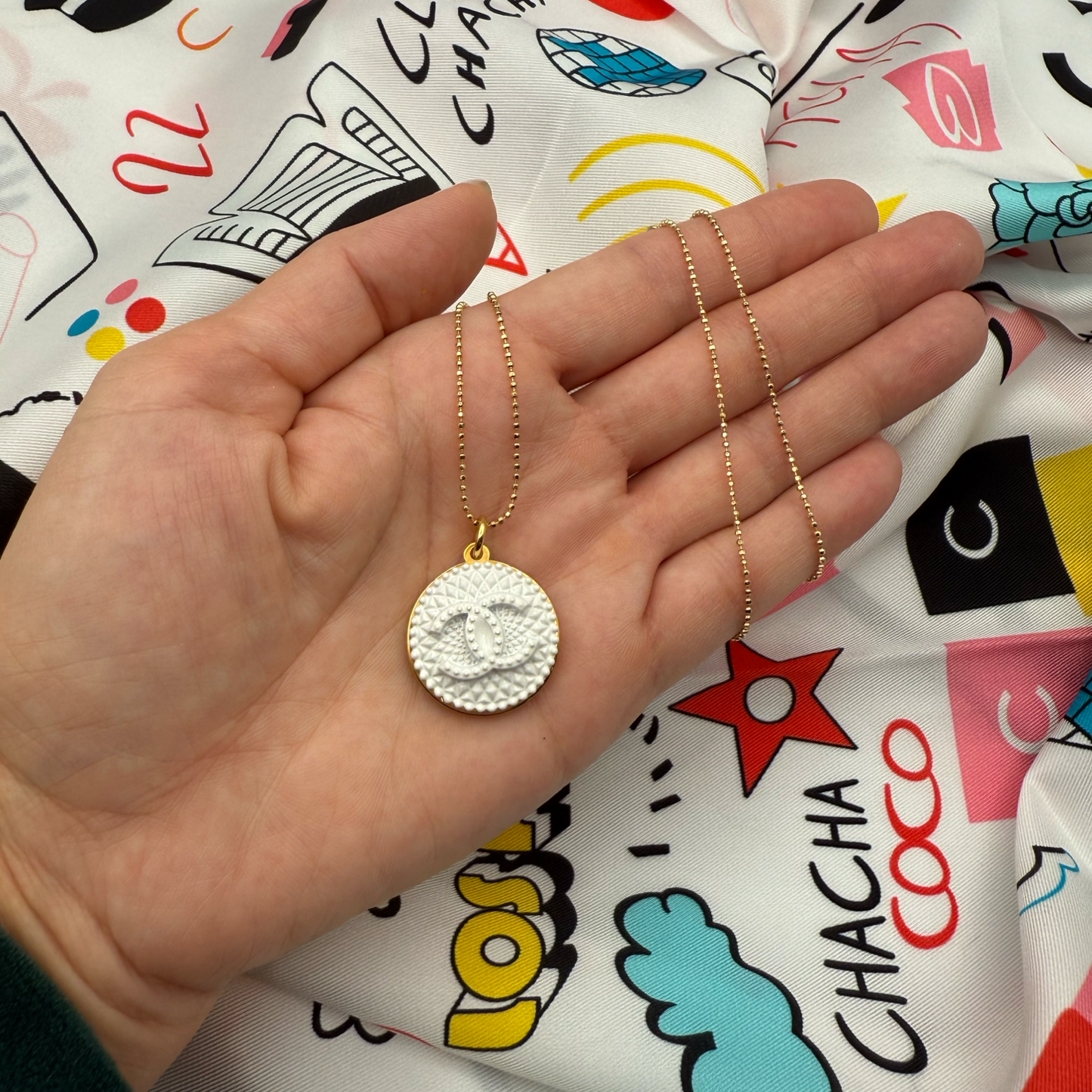 Repurposed CC White Charm Necklace