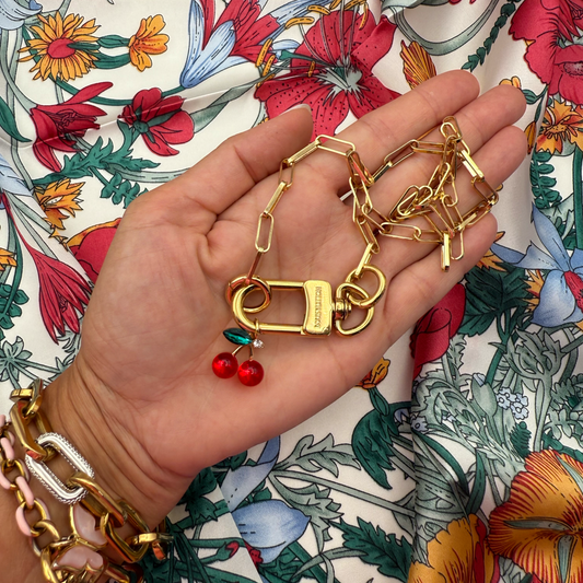 Repurposed LV Cherry Gold Charm Necklace