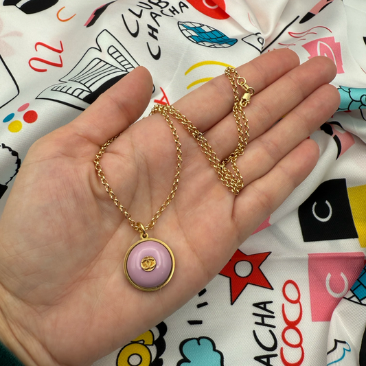 Repurposed CC Purple and Gold Charm Necklace