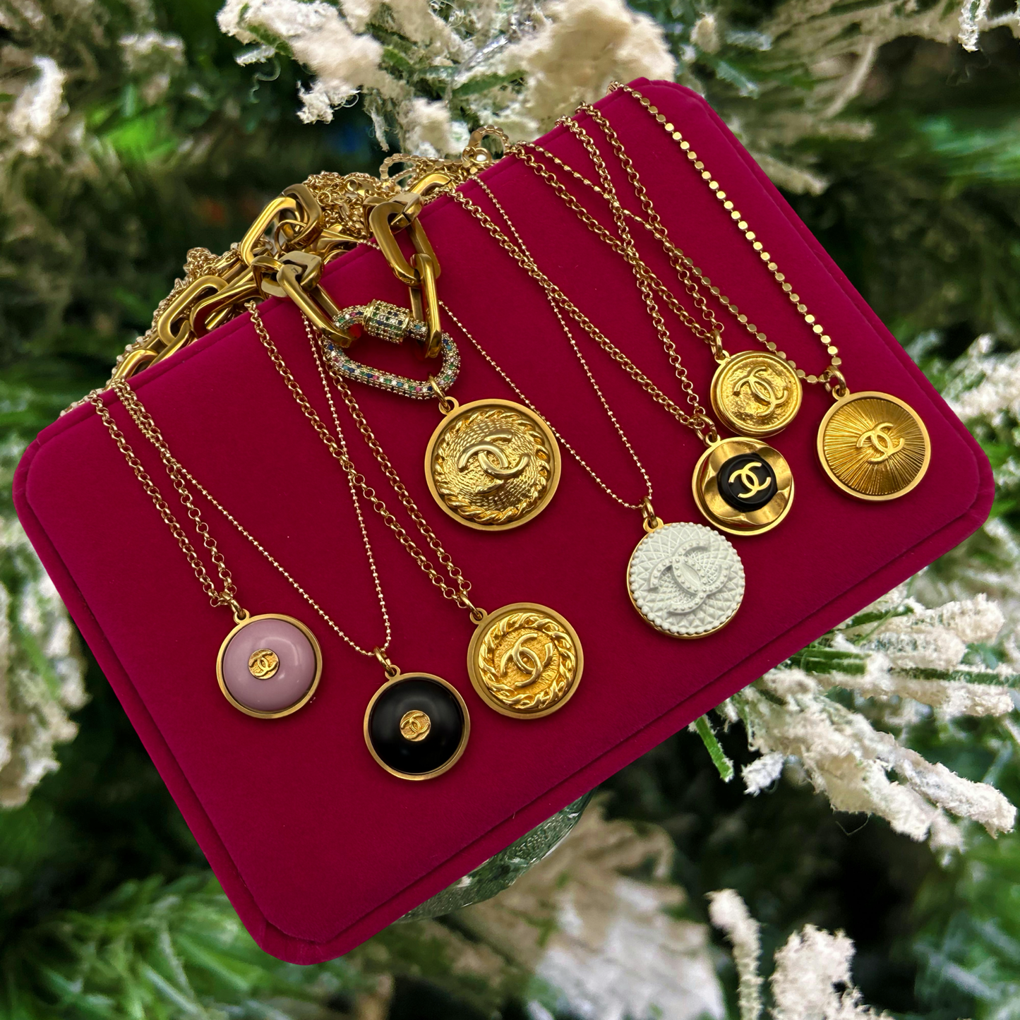 Repurposed Large CC Gold Charm Necklace