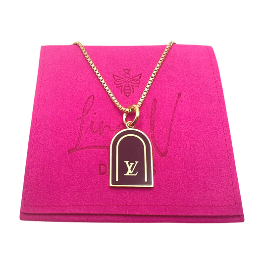 Repurposed LV Gold and Burgundy Necklace