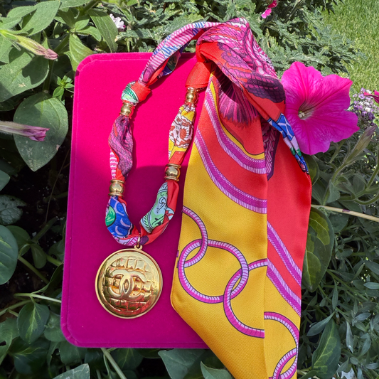 Repurposed X Large CC Scarf Necklace