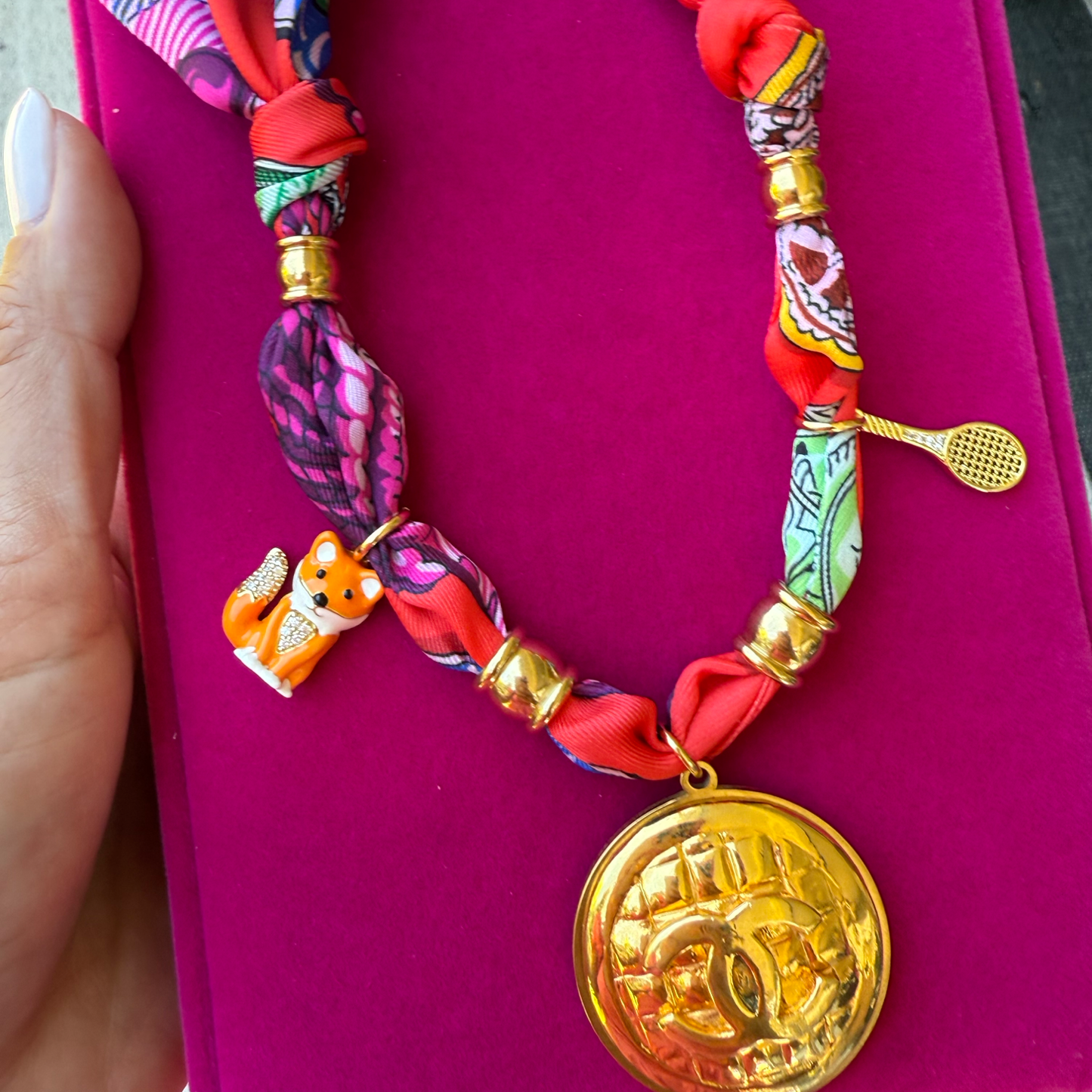 Repurposed X Large CC Scarf Necklace