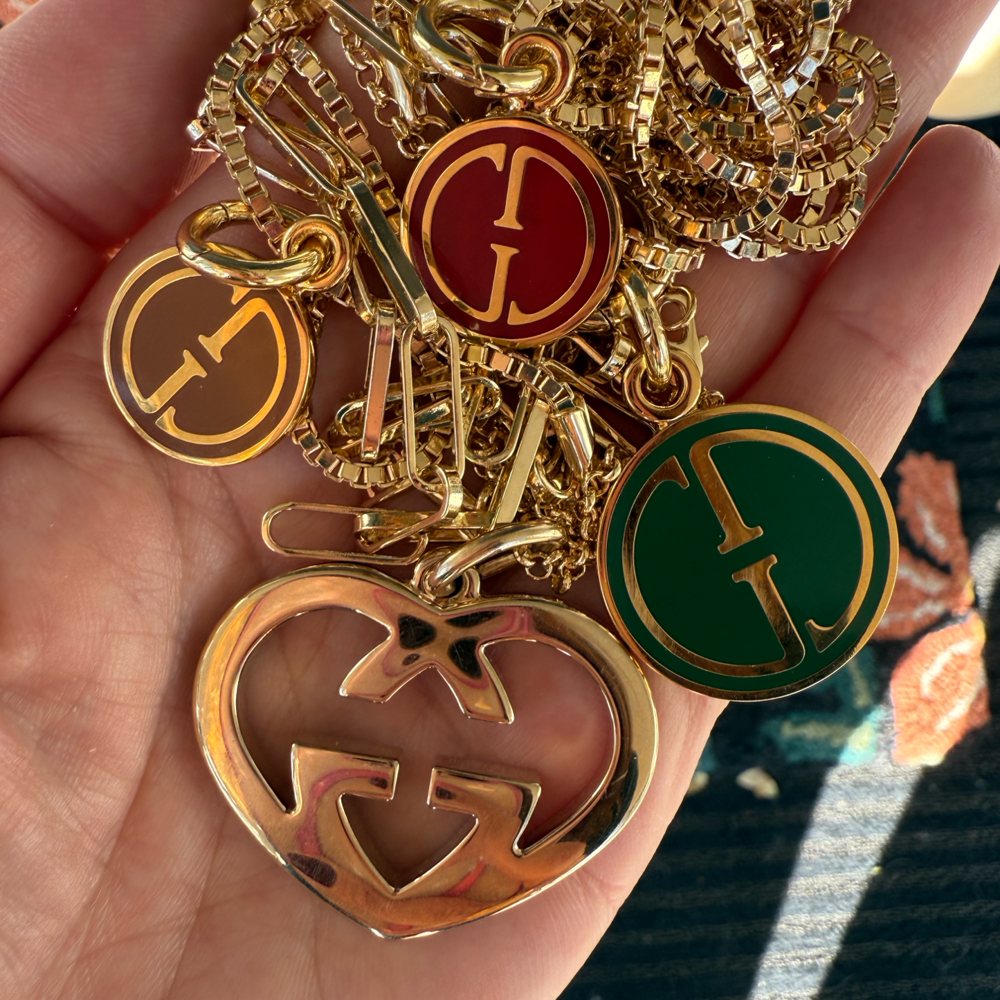 Repurposed GG Red Charm Necklace