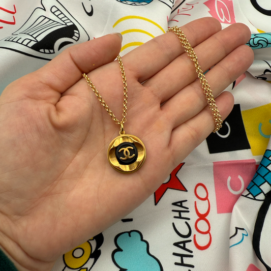 Repurposed CC Black and Gold Charm Necklace