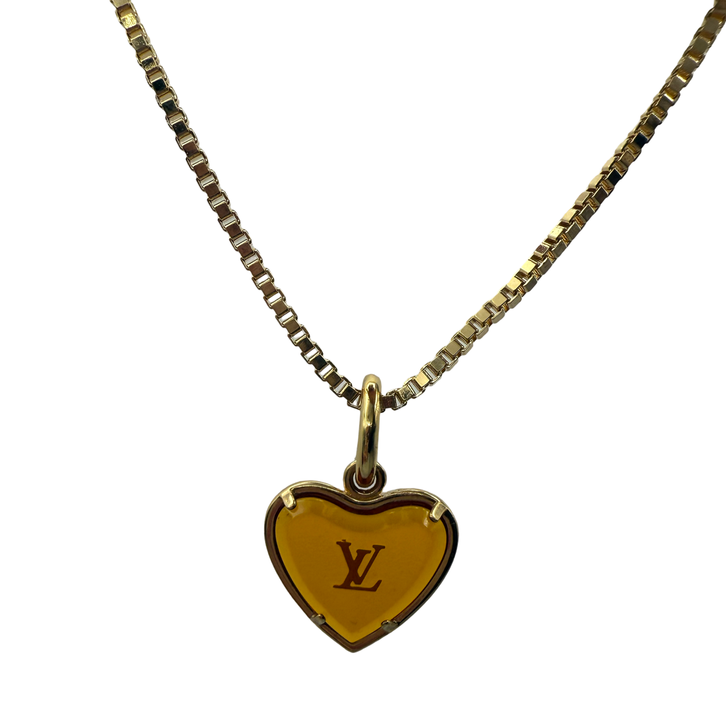 Repurposed Amber Heart Necklace