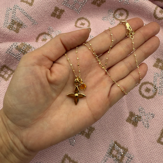 Repurposed LV Flower Charm Necklace
