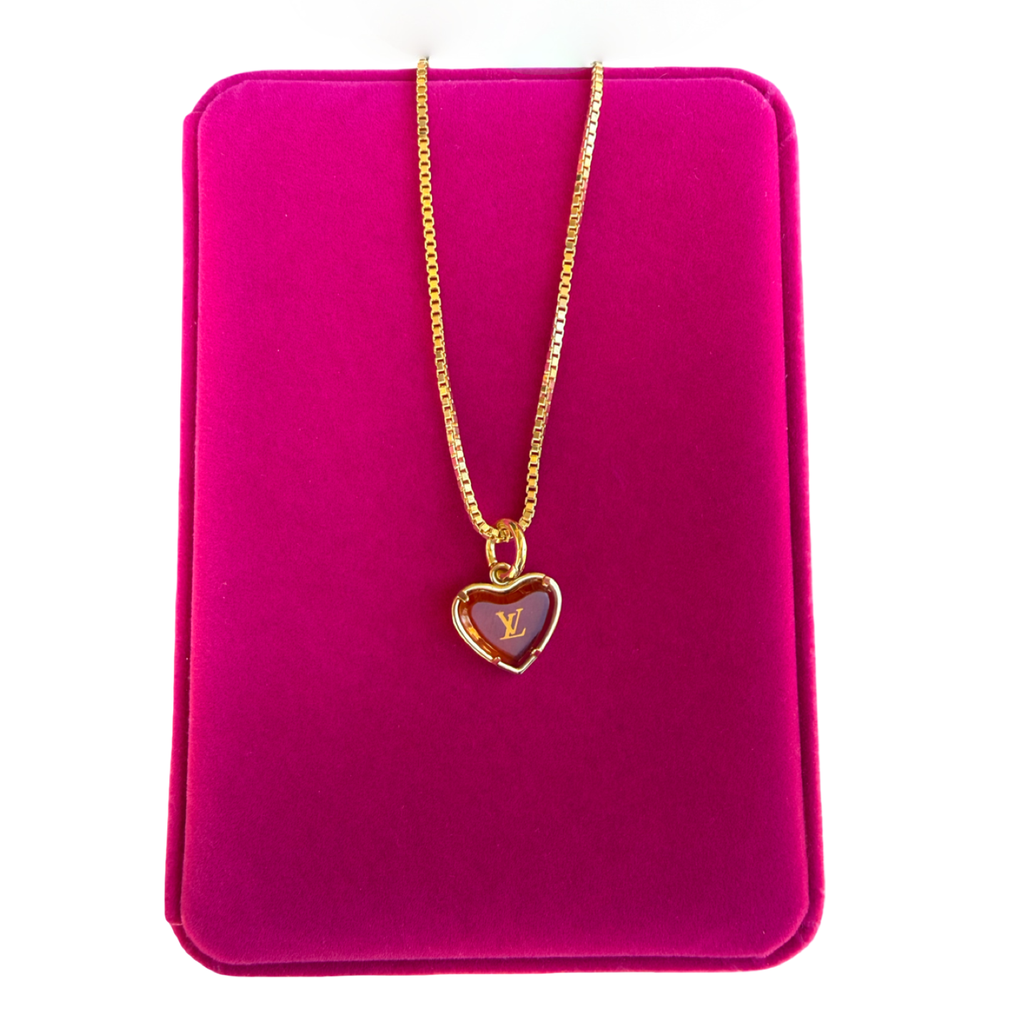 Repurposed Amber Heart Necklace