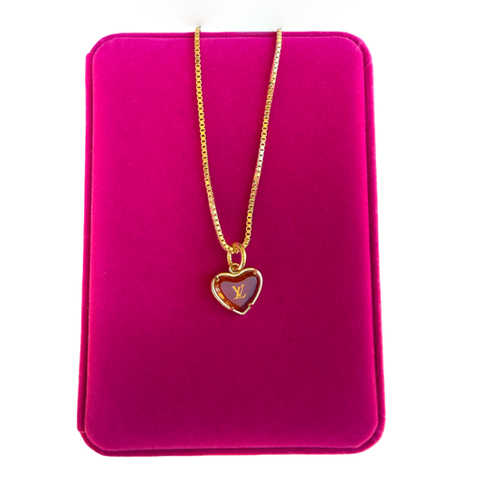 Repurposed Amber Heart Necklace