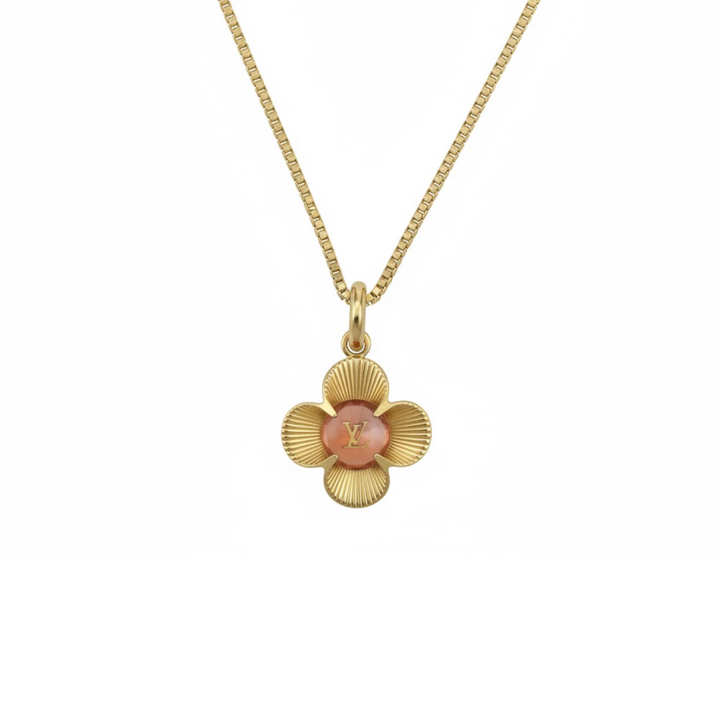 Repurposed LV Large Amber Flower Necklace