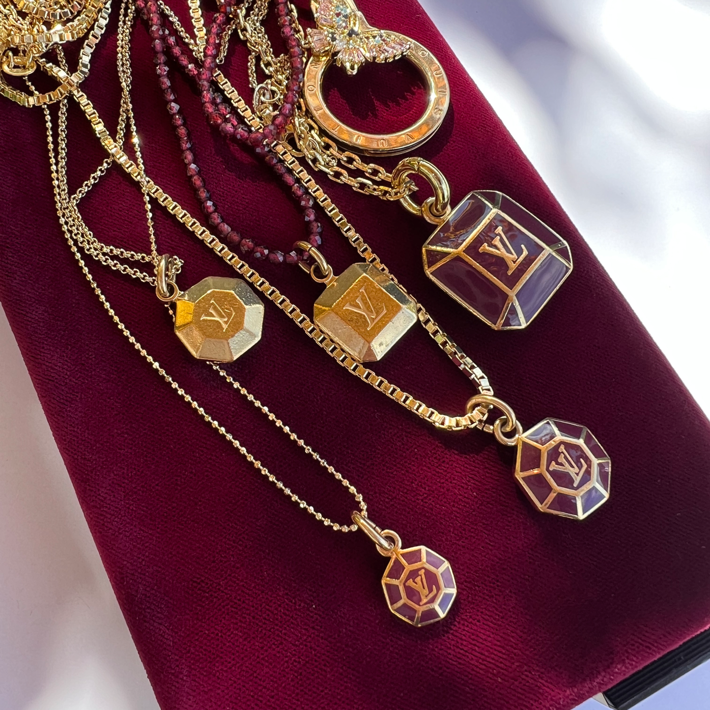 Repurposed LV Gold Pendant Necklace