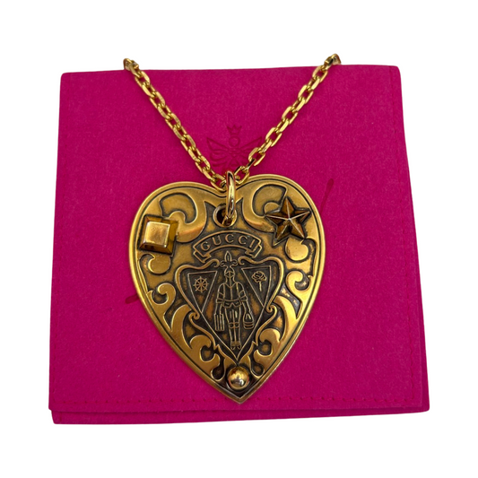 Repurposed Large GG Knight Crest Hysteria Heart Necklace
