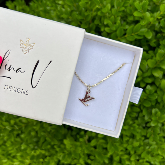 Repurposed LV Silver Logo Necklace