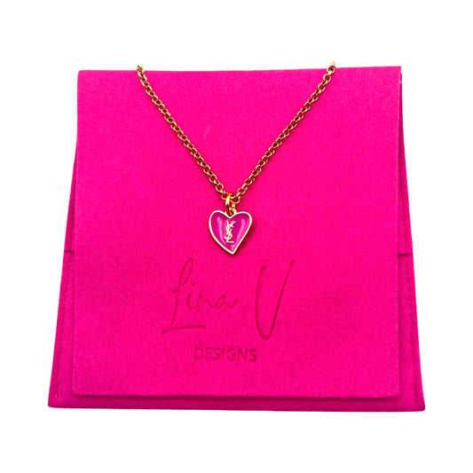 Repurposed YSL Pink Charm Necklace