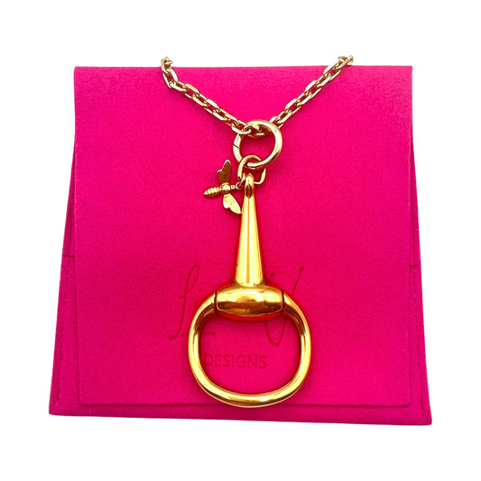 Repurposed GG Horsebit with Bee Charm Necklace