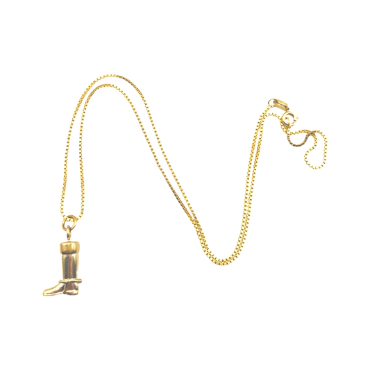 Repurposed GG Gold Enamel Riding Boot Charm Necklace