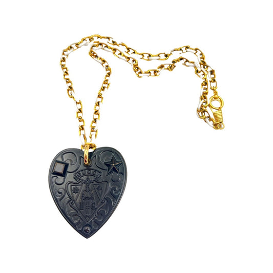 Repurposed GG Dark Brown Heart Necklace