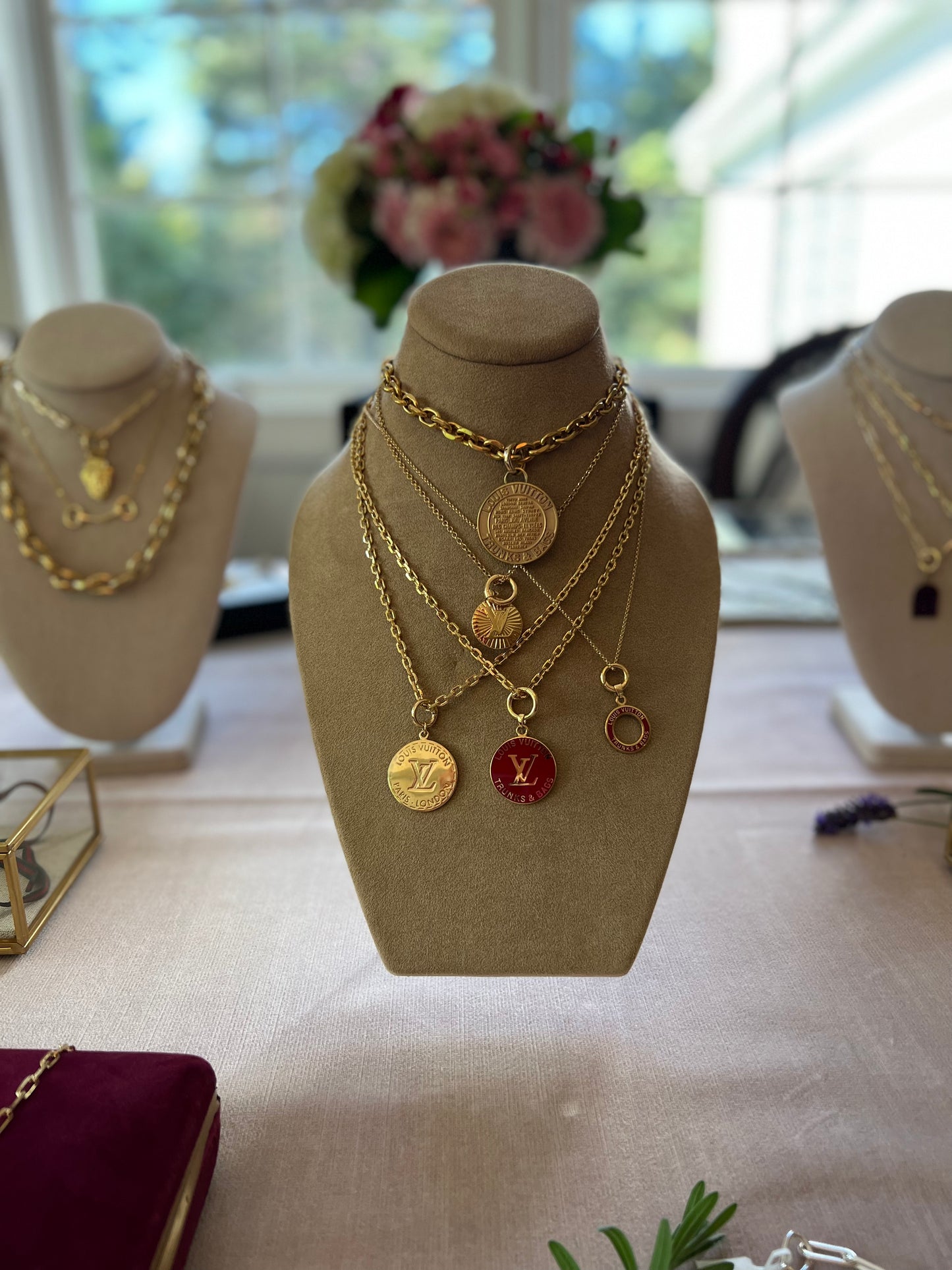 Repurposed LV Very Rare Gold Sunburst Necklace