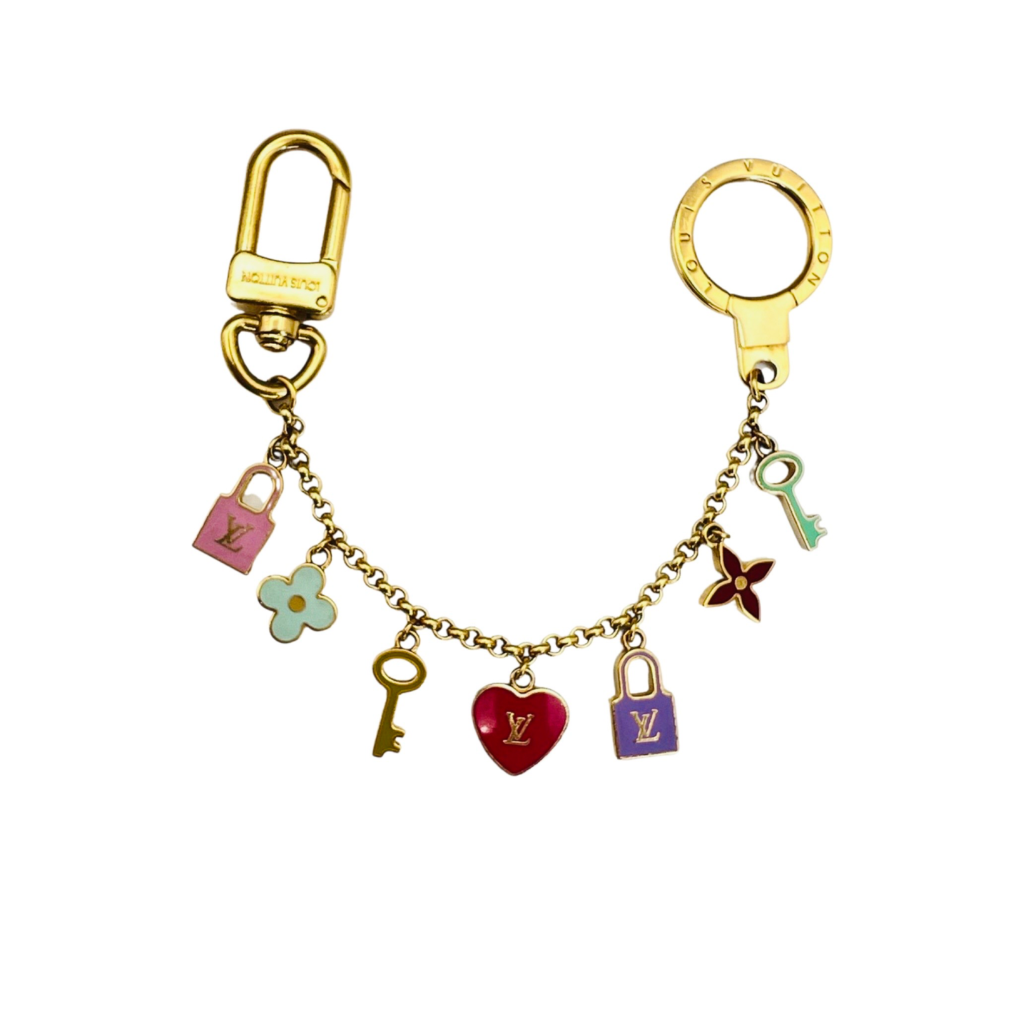 Repurposed LV Red Flower Charm Necklace