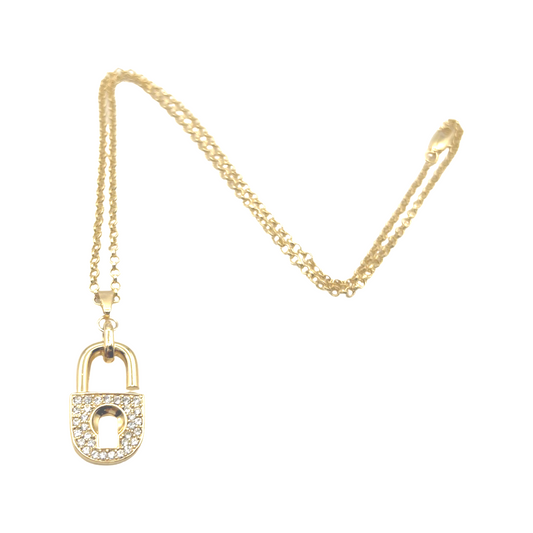 Repurposed CD Lock Pave  Necklace