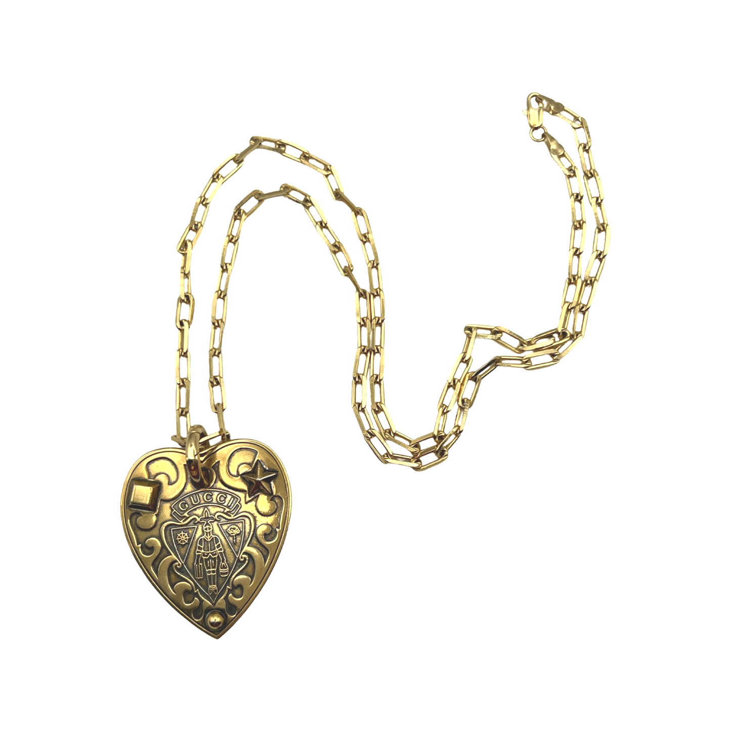 Repurposed Large GG Knight Crest Hysteria Heart Necklace