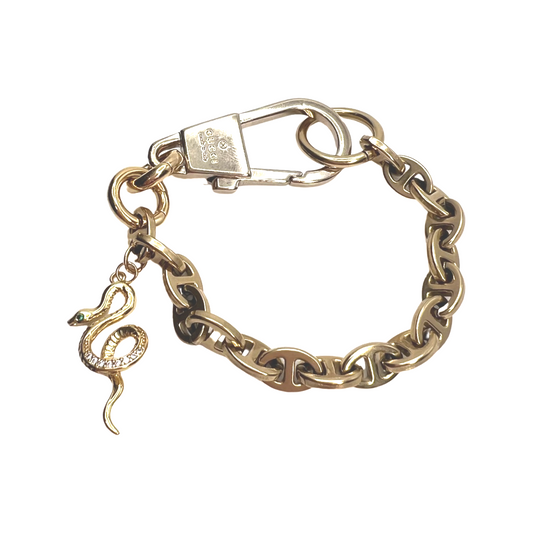 Repurposed GG Gold Carabiner Clasp Snake Bracelet